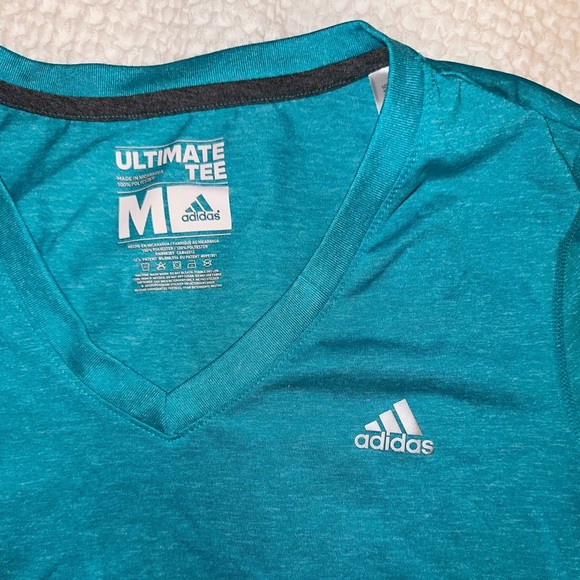 ADIDAS TEAL ULTIMATE TEE VNECK WORKOUT TOP - BUNDLE TO SAVE - Picture 3 of 5